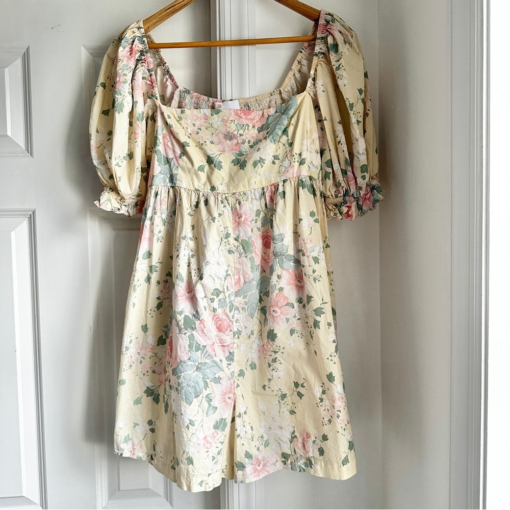 Selkie Hamptons Puff Sleeve Romper Butter Yellow - Picture 4 of 7